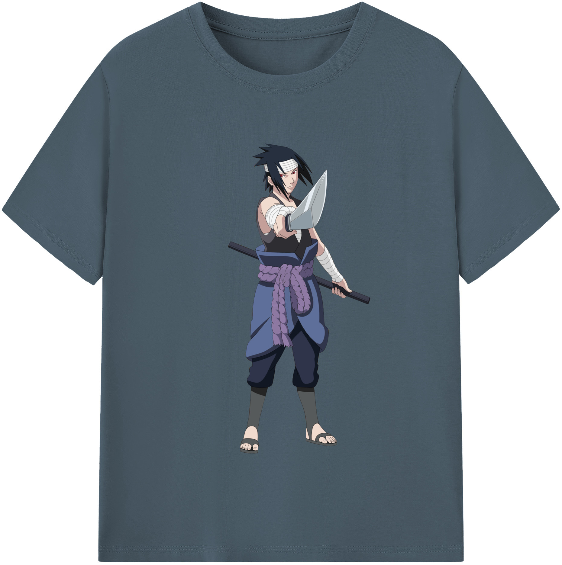 （画像用） NARUTO -ナルト- うちは サスケ Uchiha Sasuke 綿100％半袖Tシャツ（フロントプリント）